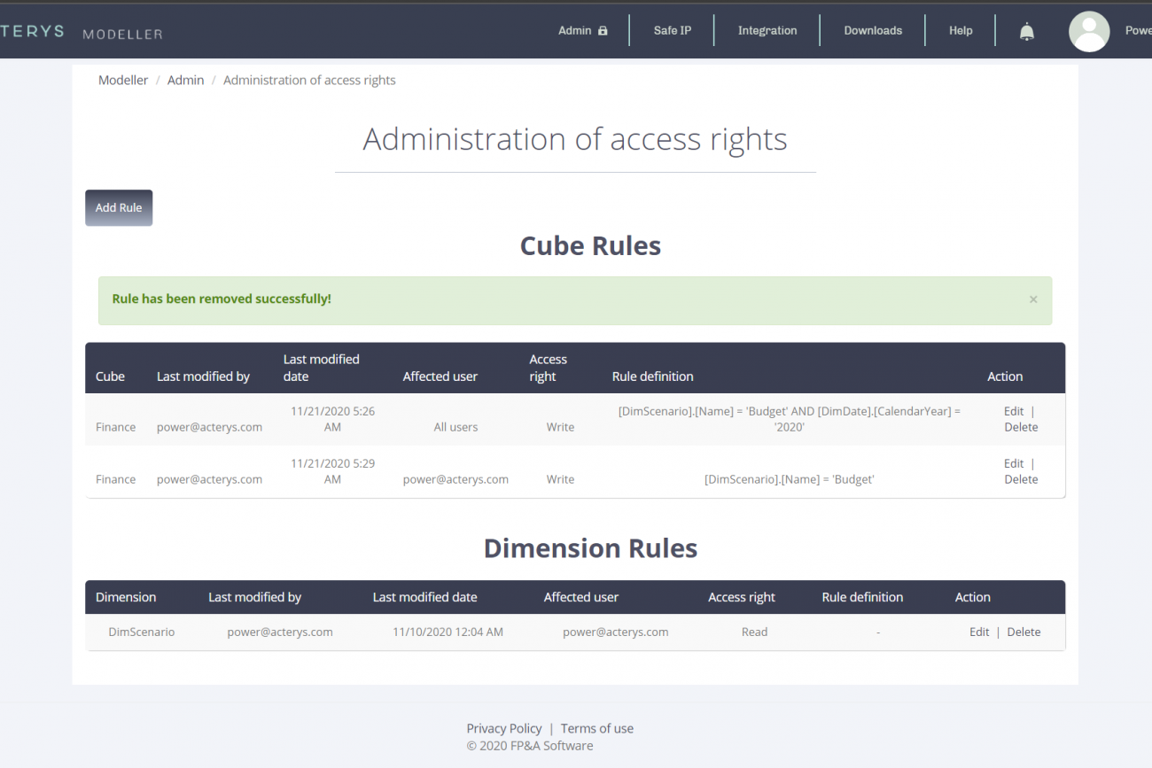 Administración de derechos de usuario de escritura/lectura en Power BI