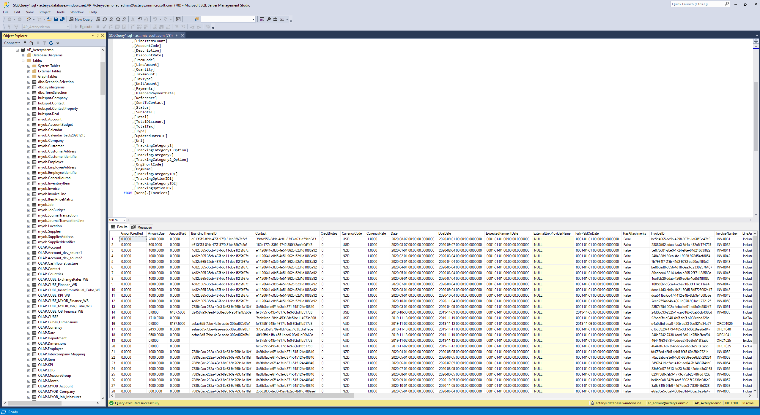 Ejemplo de tabla SQL