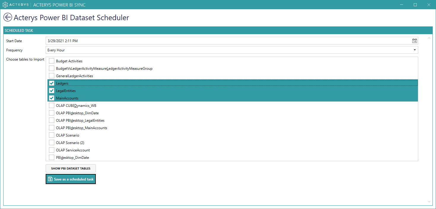 Acterys Power BI Sync-Scheduled-Tasks