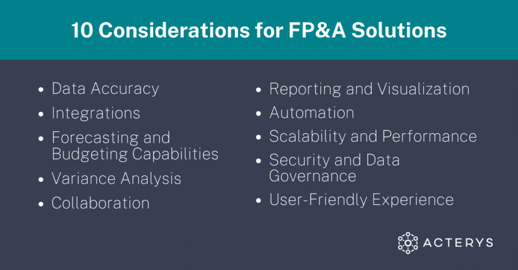 10 Considerations for FP&A Solutions 