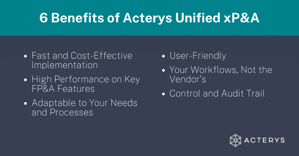 6 Benefits of Acterys Unified xP&A