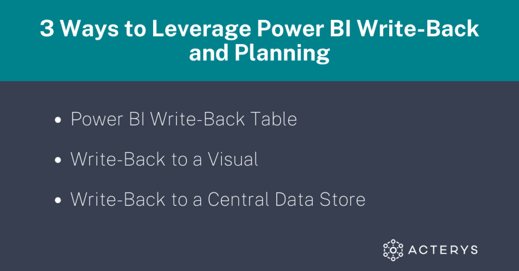 3 Ways to Leverage Power BI Write Back and Planning