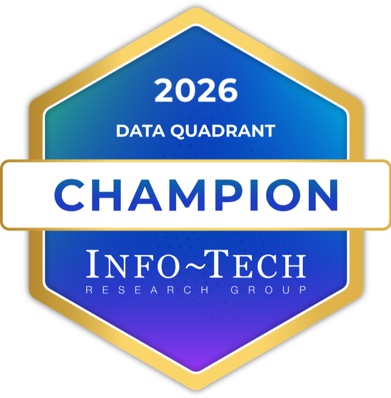Info-Tech Research Group 2026 Data Quadrant Champion award badge